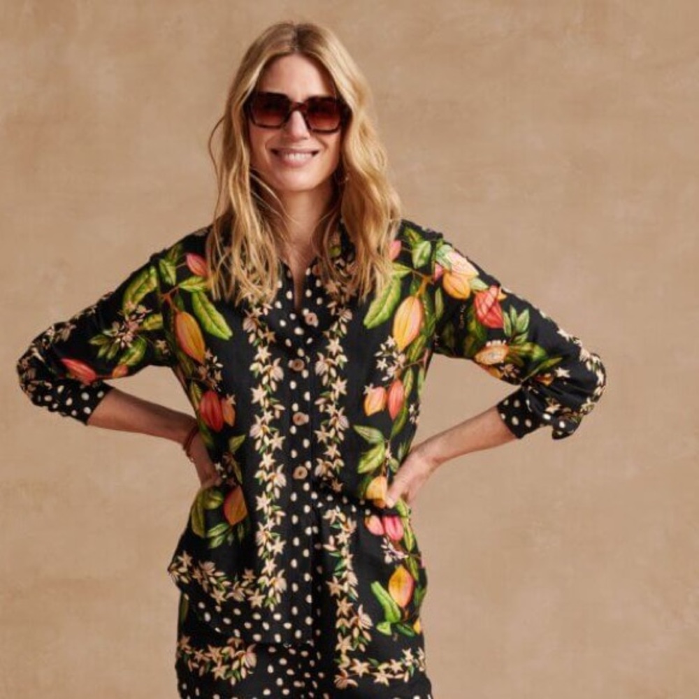 FARM Rio Cocoa Polka Dot/Floral Shirt